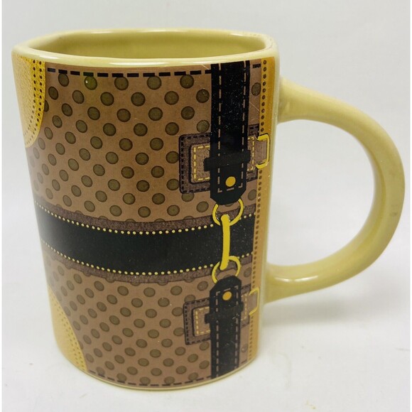 Bella Casa Ganz Suitcase 12 oz Ceramic Coffee Mug NWT NOS - Picture 1 of 5